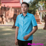 เสื้อสูทชายไหมแพรทิพย์ เสื้อสูทชายไหมประดิษฐ์ สูทผ้าไทยชาย ซาฟารีผ้าไทยชาย สูทผ้าไหมแพรทิพย์ สูทผ้าไทย ซาฟารีชาย ฟ้า S