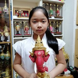 เศียรครู พระพิฆเนศ ขนาด 5 นิ้ว พร้อมฐานทอง (งานเรซิ่น) ทองเค