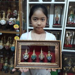 หัวโขนจิ๋ว 4 หัว พร้อมกรอบลายไทย