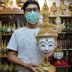 พระอิศวร ขนาดผลส้มโอ (เกรดพรีเมี่ยม) พร้อมฐานปิดทองประดับเพชร