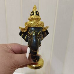 พระพิฆเนศ ขนาดจิ๋ว ขนาดตั้งหน้ารถ พร้อมฐานปิดทอง (สีดำ)