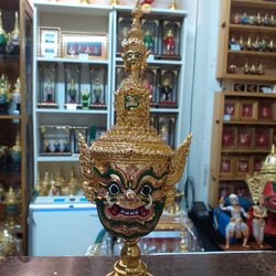 ทศกัณฐ์หน้าทอง ขนาดกลาง 4 นิ้ว งานประดับเพชร