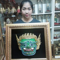 หัวโขนยักษ์ ติดผนัง พร้อมกรอบลายไทย