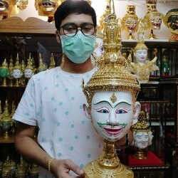 พระปัญจะสิงขร ขนาดผลส้มโอ (เกรดพรีเมี่ยม) พร้อมฐานปิดทองประดับเพชร