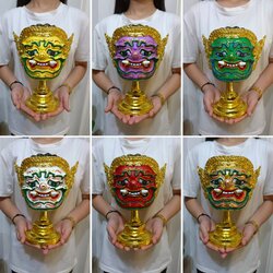 หัวโขน เสนายักษ์ ขนาดผลส้มโอ พร้อมฐานปิดทอง