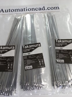 เคเบิ้ลไทร์สแตนเลส Takamura 4.6*300 mm 1 ถุง 50 เส้น CABLE TIE Stainless