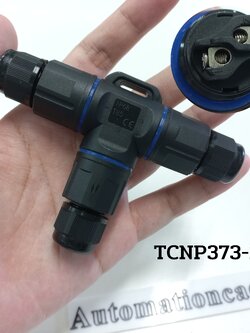 ข้อต่อสายไฟกันน้ำ แบบตัว T ใช้กับสายไฟ ขนาด 0.3 ถึง 1.5 mm² 2 เส้น แบบขันน็อต