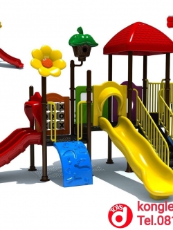 เครื่องเล่นสนามชุดบ้านนกกับดอกไม้หลังคาแดง