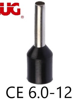 ข้อต่อย้ำปลายสาย แบบเดี่ยวหุ้ม สีดำ CE6.0-12 TLUG ใช้กับสายไฟ 6sq.mm (100 ชิ้น/ห่อ)