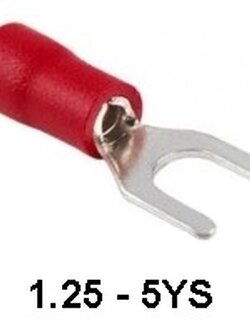 หางปลา แฉกหุ้ม VF1.25 - 5Y RED KENION ( 100 ชิ้น / 1 ถุง ) ใช้กับสายเบอร์ 0.5 - 1.5