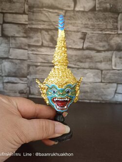 หัวโขนจิ๋ว พาลี เกรดพรีเมี่ยม เรซิ่นปิดทอง พร้อมขาตั้งสีดำ