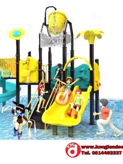 เครื่องเล่นสนาม ชุดสวนน้ำสไลเดอร์คู่