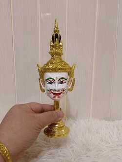 หัวโขน เศียรครู พระปัญจะสิงขร พร้อมฐานทอง ขนาดกลาง4 นิ้ว (เรซิ่น)