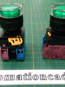 ปุ่มกดมีแลมป์ LED สีเขียว Push Button Switch 1NO/NC รู 22 mm ไฟ 24V AC/DC