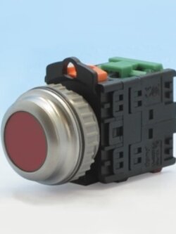 ปุ่มกดมีไฟ สีแดง Illuminated Push Button Switch 1NO+1NC รู 30 mm ไฟ 12V AC/DC
