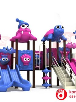 เครื่องเล่นสนาม ชุดเต่าน้อยกับสิงโตทะเลสามสไลด์