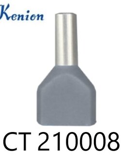 ข้อต่อย้ำปลายสาย แบบคู่หุ้ม สีเทา CT210008 KENION ใช้กับสาย 1.0sq.mm