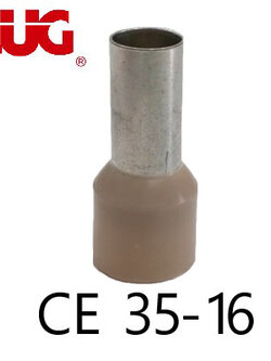 ข้อต่อย้ำปลายสาย แบบเดี่ยวหุ้ม สีเบจ CE35-16 TLUG ใช้กับสายไฟ 35sq.mm (20 ชิ้น/ห่อ)