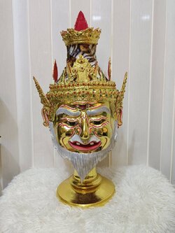 เศียรพ่อแก่ ฤาษีตาไฟ ขนาดครอบ พร้อมฐานไม้อัดสีแดงฟรี