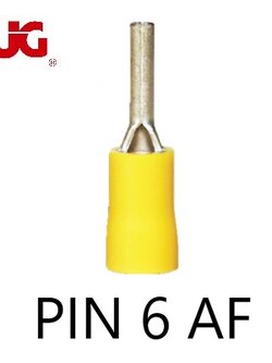 หัวเสียบก้านไม้ขีด แบบกลมหุ้ม สีเหลือง PIN 6 AF TLUG ใช้กับสาย 6 sq.mm (100 ชิ้น/ห่อ)