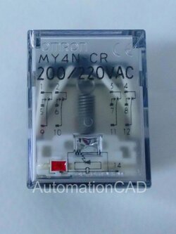 RELAY OMRON รีเลย์ 4 contact มีไฟ LED MY4N-CR 200/220 VAC