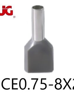 ข้อต่อย้ำปลายสาย แบบคู่หุ้ม สีเทา CE0.75-8x2 TLUG ใช้กับสาย 0.75 sq.mm (100 ชิ้น/ห่อ)