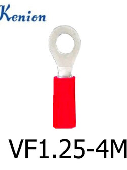 หางปลากลมหุ้ม สีแดง VF1.25-4M KENION ใช้กับสาย 0.5sq.mm