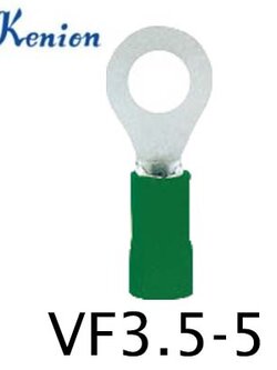 หางปลากลมหุ้ม สีเขียว VF3.5-5 KENION ใช้กับสาย 2.5sq.mm