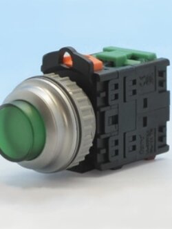 ปุ่มกดมีไฟ สีแดง Illuminated Push Button Switch 1NO รู 30 mm ไฟ 12V AC/DC