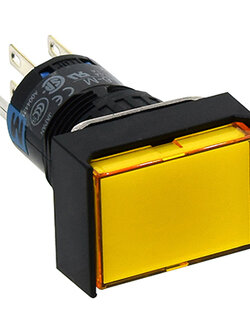 ปุ่มกดมีแลมป์ LED สีเหลือง Push Button Switch A6 รู 16 mm ไฟ 24VDC
