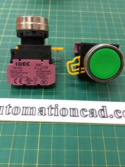 ปุ่มกดสีเขียว Push Button Switch 1NC IDEC สวิตซ์กดหัวเรียบ รู 22 mm