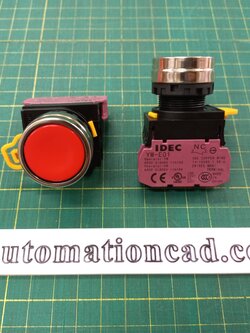 ปุ่มกดสีแดง Push Button Switch 1NC IDEC สวิตซ์กดหัวเรียบ รู 22 mm