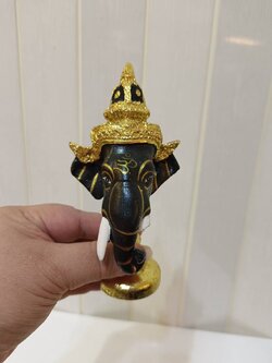 พระพิฆเนศ ขนาดจิ๋ว ขนาดตั้งหน้ารถ พร้อมฐานปิดทอง (สีดำ)