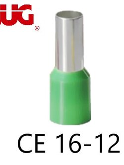 ข้อต่อย้ำปลายสาย แบบเดี่ยวหุ้ม สีเขียว CE16-12 TLUG ใช้กับสายไฟ 16sq.mm (100 ชิ้น/ห่อ)