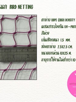 ตาข่ายสีม่วง HDPE 1.5 มิล ช่องตา 2.5x2.5 cm.