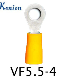 หางปลากลมหุ้ม สีเหลือง VF5.5-4 KENION ใช้กับสาย 4.0sq.mm