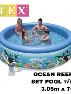 INTEXสระน้ำ easysetpoolลายปลาวาฬ-โลมา พร้อมเครื่องกรอง 10 ฟุต รุ่น 28136