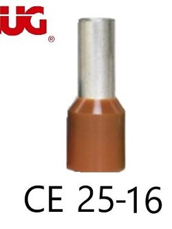 ข้อต่อย้ำปลายสาย แบบเดี่ยวหุ้ม สีน้ำตาล CE25-16 TLUG ใช้กับสายไฟ 25sq.mm (20 ชิ้น/ห่อ)