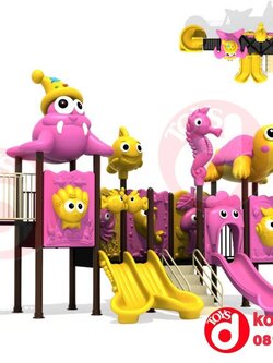 เครื่องเล่นสนาม ชุดเต่าน้อยเพื่อนสิงโตทะเลสี่สไลด์