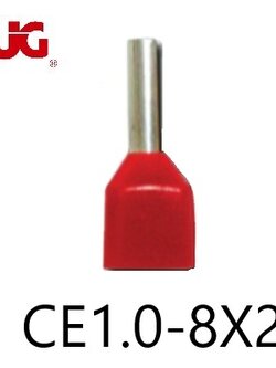 ข้อต่อย้ำปลายสาย แบบคู่หุ้ม สีแดง CE1.0-8x2 TLUG ใช้กับสาย 1 sq.mm (100 ชิ้น/ห่อ)