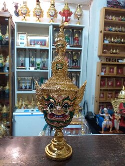 ทศกัณฐ์หน้าทอง ขนาดกลาง 4 นิ้ว งานประดับเพชร