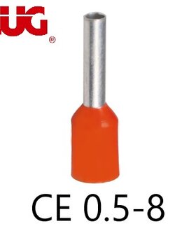 ข้อต่อย้ำปลายสาย แบบเดี่ยวหุ้ม สีส้ม CE0.5-8 TLUG ใช้กับสายไฟ 0.5sq.mm (100 ชิ้น/ห่อ)