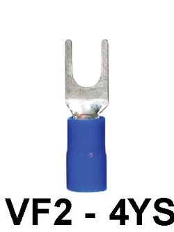 หางปลา แฉกหุ้ม VF2 - 4YS BLUE KENION ( 100 ชิ้น / 1 ถุง ) ใช้กับสายเบอร์ 1.0 - 2.5