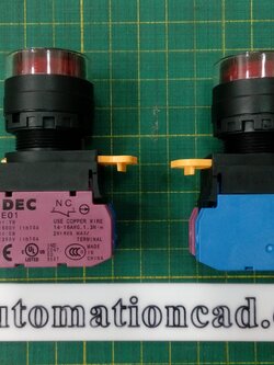 ปุ่มกดมีแลมป์ LED สีแดง Push Button Switch 1NO/NC รู 22 mm ไฟ 24V AC/DC