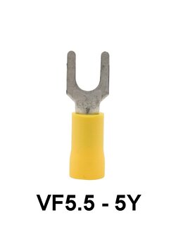 หางปลา แฉกหุ้ม VF5.5 - 5Y YELLOW KENION ( 100 ชิ้น / 1 ถุง ) ใช้กับสายเบอร์ 4.0 - 6.0