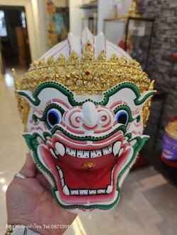 หัวโขนลิง ติดผนัง (ลิงขาว หนุมาน) เกรดพรีเมี่ยมประดับเพชร