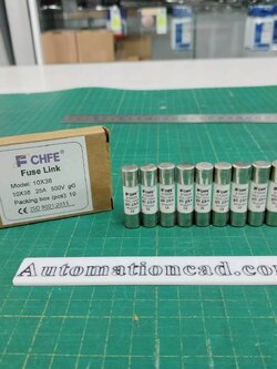 ฟิวส์ 10x38 25A 500V 100KA ฟิวส์กระบอก ลูกฟิวส์ Fuse Link ฟิวส์เซรามิค 10*38 Size 25A