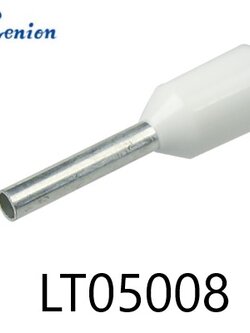 ข้อต่อย้ำปลายสาย แบบเดี่ยวหุ้ม สีขาว LT05008 KENION ใช้กับสายไฟ 0.5sq.mm