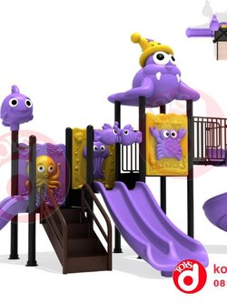 เครื่องเล่นสนาม ชุดสิงโตทะเลสามสไลด์ สำเนา