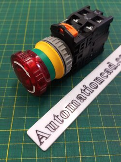 ปุ่มกดมีแลมป์ LED สีแดง Push Button Switch 1NO,1NC รู 30 mm ไฟ 24V AC/DC